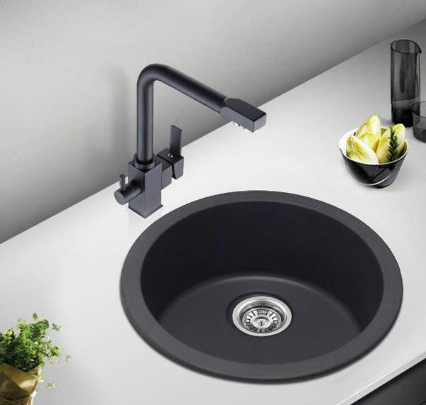 Arete Stone Kitchen Sink - Matte Black - Bayside Bathroom