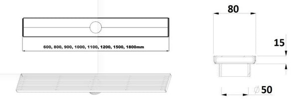 Linear 800mm AU Shower grate