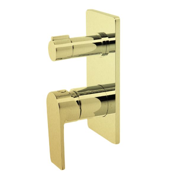 The Gabe Leva Brushed Brass Wall Mixer W/ Diverter