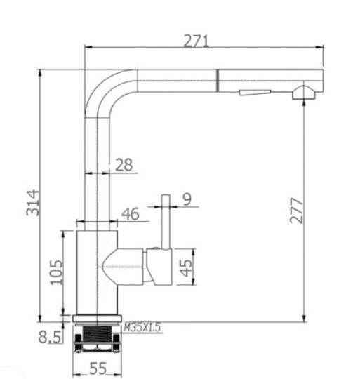 Miko Black Pull Out Sink Mixer