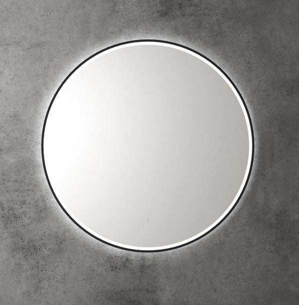 Round 700mm Matte Black Framed LED Mirror
