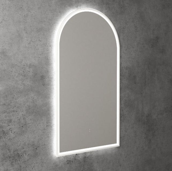 Arch 500 Matte White Framed LED Mirror