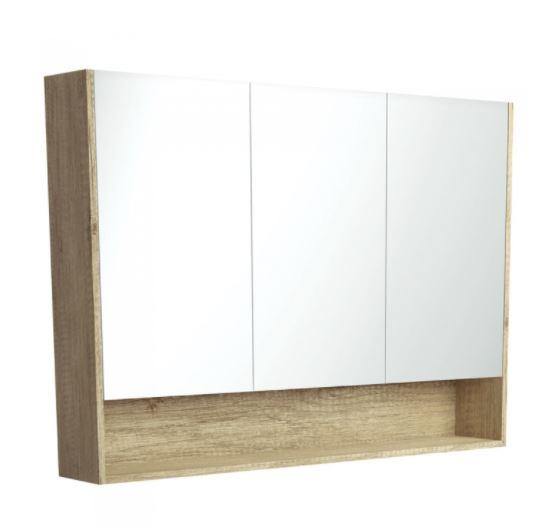Scandi Oak Mirror Cabinet With Undershelf 750 - 1200mm - Bayside Bathroom