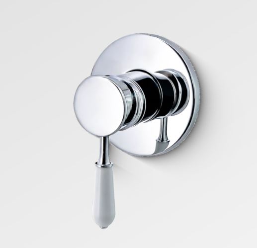 Elizabeth Bath/Shower mixer- Chrome Body/ White Ceramic Handle