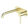 Textura Wall Basin Mixer With Plate - Brushed Brass