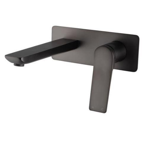 Rushy Wall Mixer With Spout - Matte Black - Bayside Bathroom