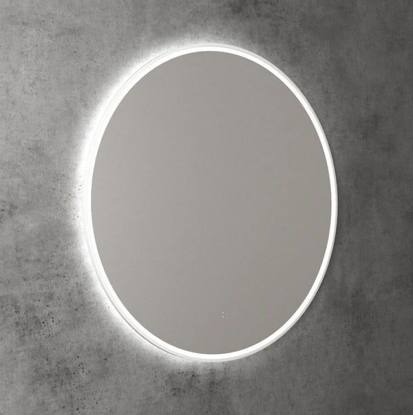 Round 900mm Matte White Framed LED Mirror