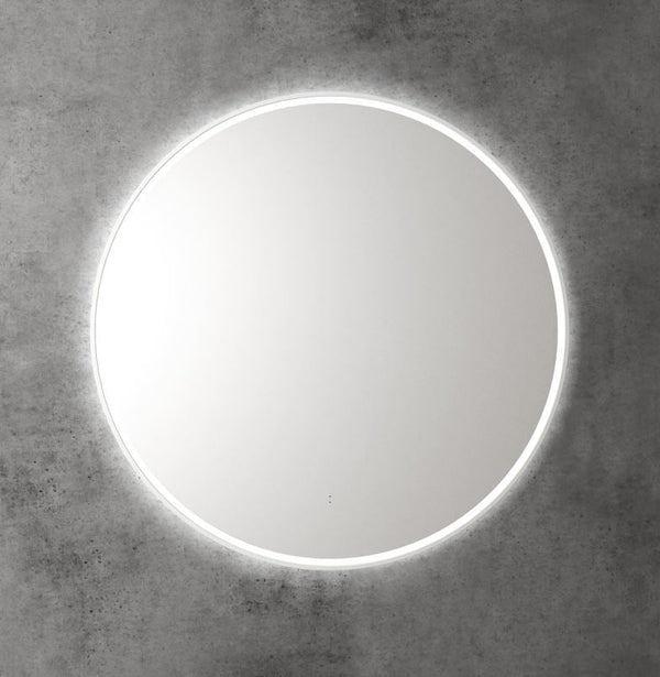 Round 700mm Matte White Framed LED Mirror