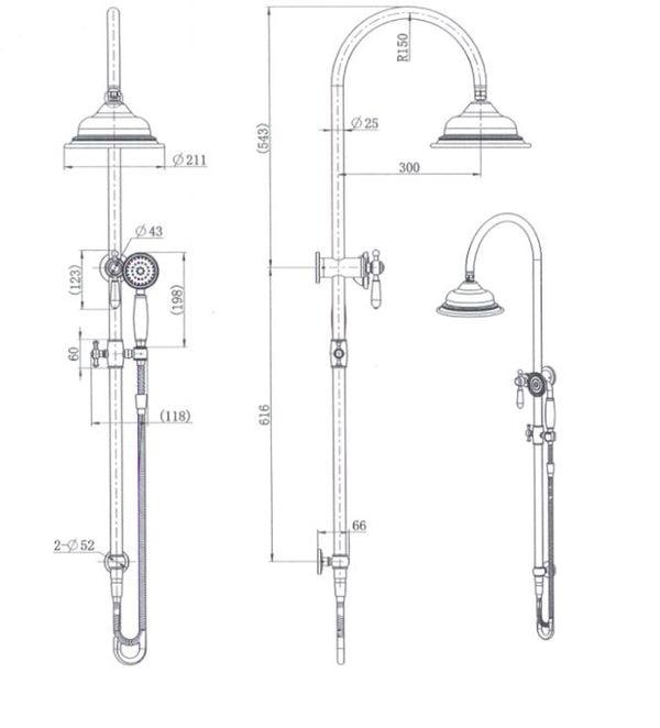 Abby Brushed Brass Twin Shower Set