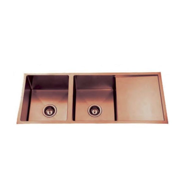 Copper Handmade Double Bowl w/ Drainer Kitchen Sink