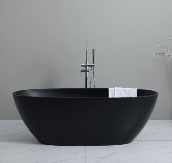 Leslie 1700mm Matte Black Freestanding Bath