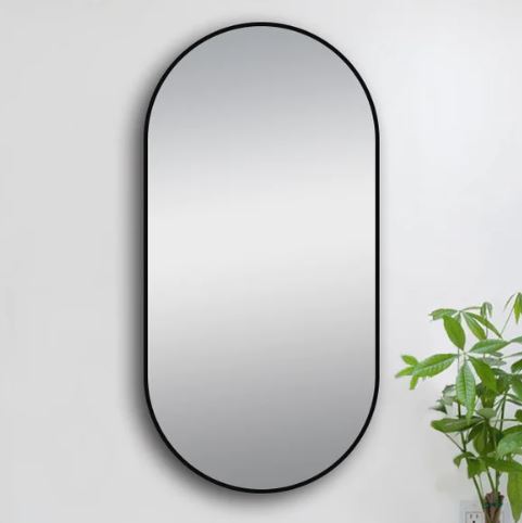 600 Oval Mirror with Black Frame
