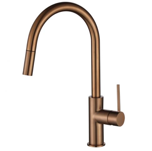 Round Mini Pull Out Kitchen Mixer- Brushed Copper